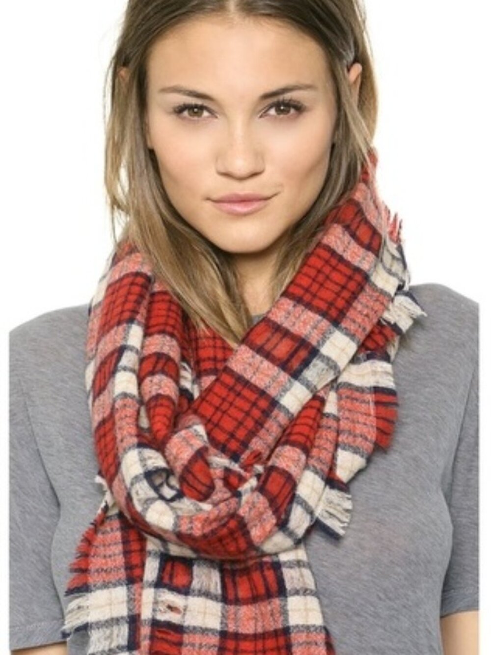 Madewell Nightglen Distressed Plaid Open Weave Scard